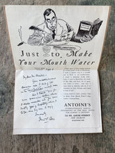 Load image into Gallery viewer, Antoine's Restaurant and Antoine's Annex Restaurant Souvenir Booklet, Roy L. Alciatore, Proprietor, New Orleans, Louisiana