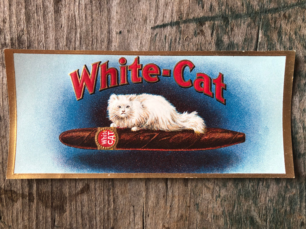 White-Cat Cigar Label