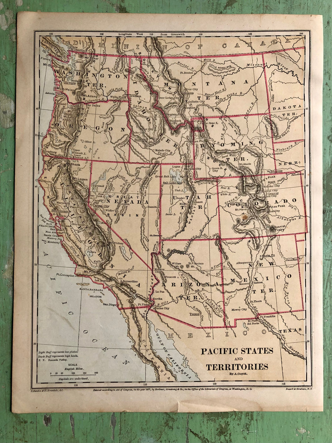 Map of Pacific States and Territories from Guyot's New Intermediate Geography