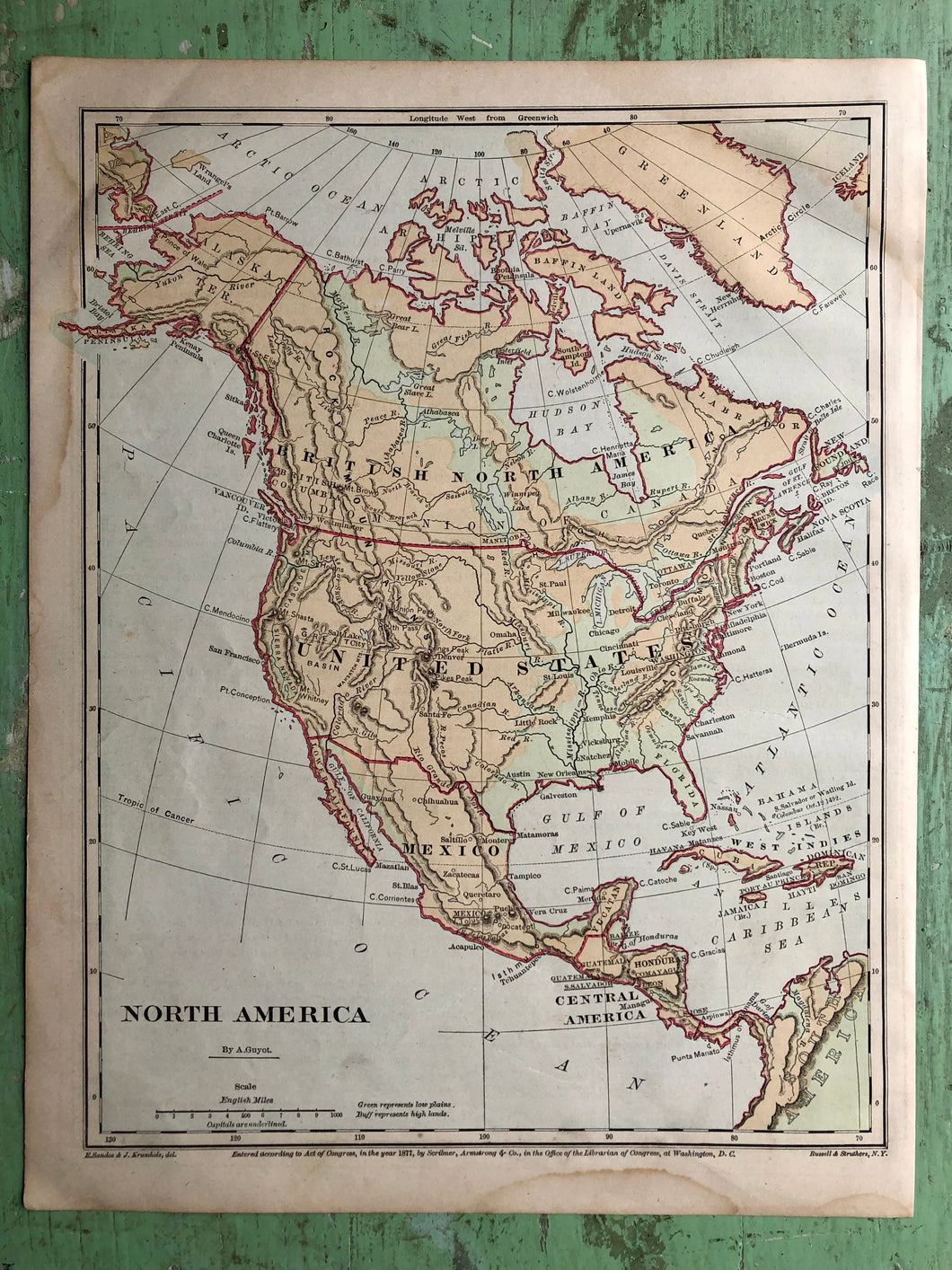 Map of North America from Guyot's New Intermediate Geography