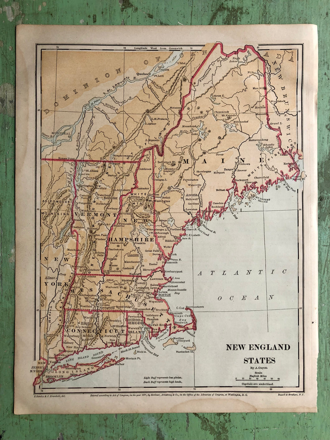 Map of New England States from Guyot's New Intermediate Geography