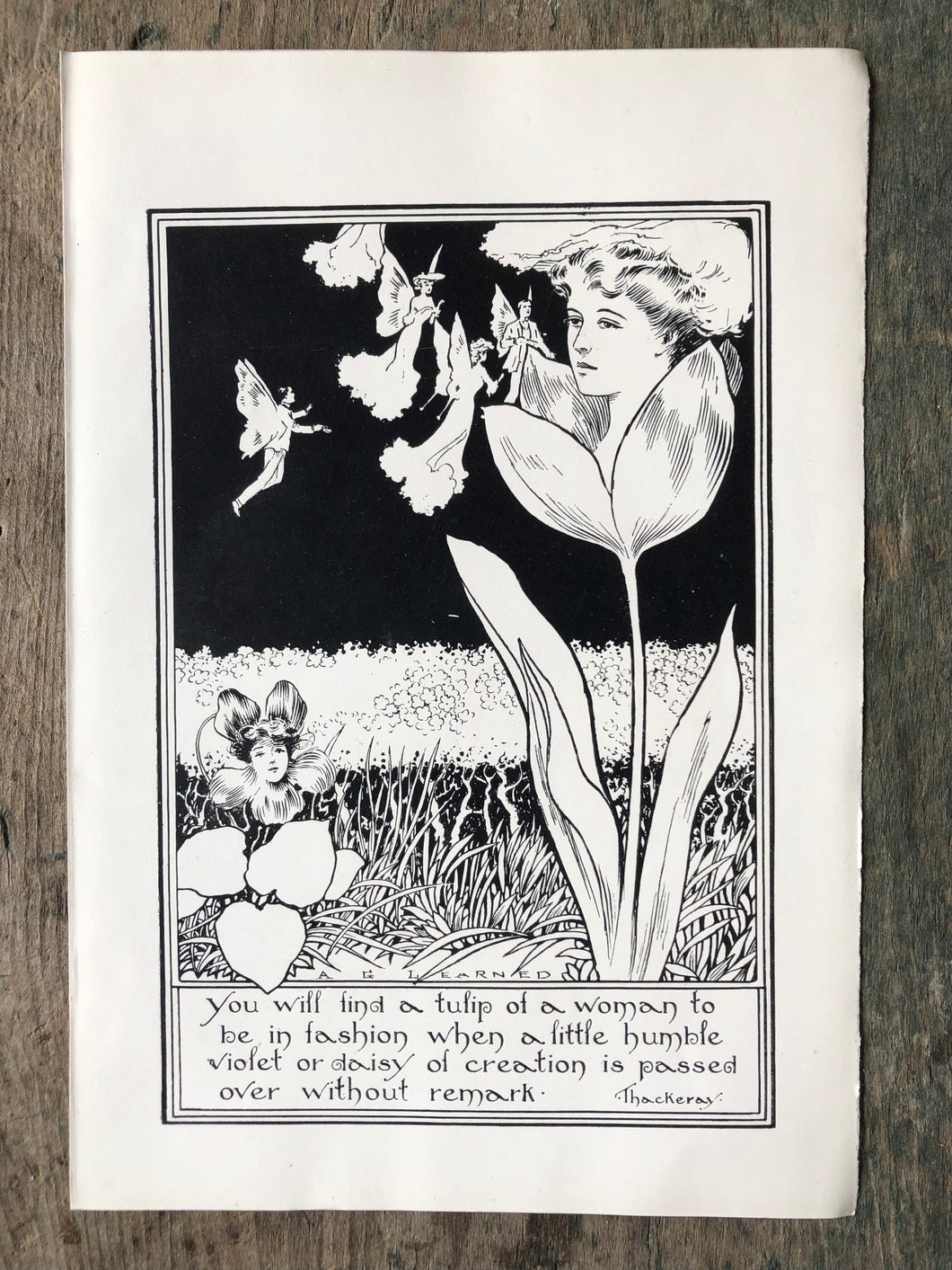 Thackeray Quote Print illustrated by Arthur G. Learned from “Eve’s Daughter”