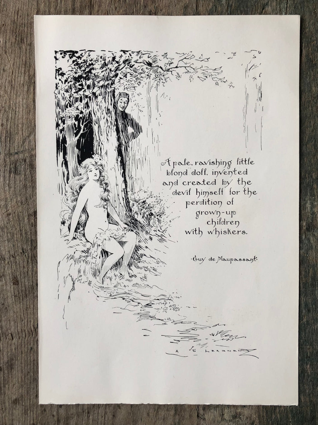 Guy de Maupassant Quote Print illustrated by Arthur G. Learned from “Eve’s Daughter”
