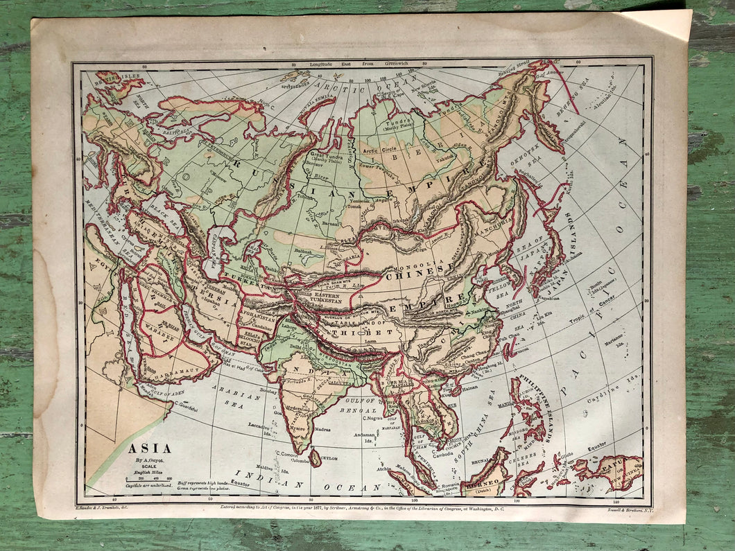 Map of Asia from Guyot's New Intermediate Geography