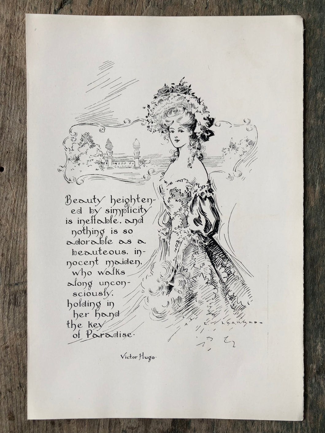Victor Hugo Quote Print illustrated by Arthur G. Learned from “Eve’s Daughter”