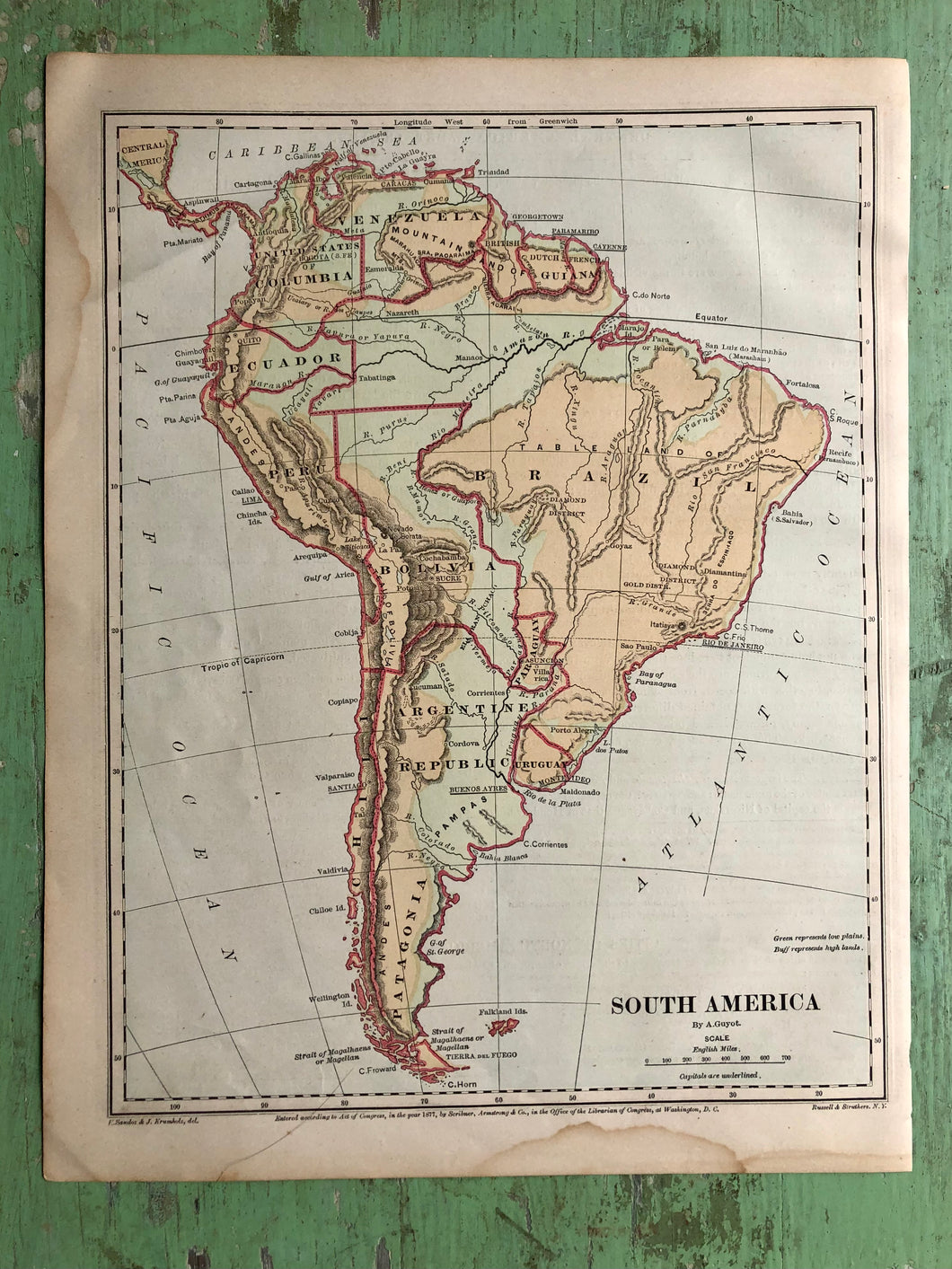 Map of South America from Guyot's New Intermediate Geography