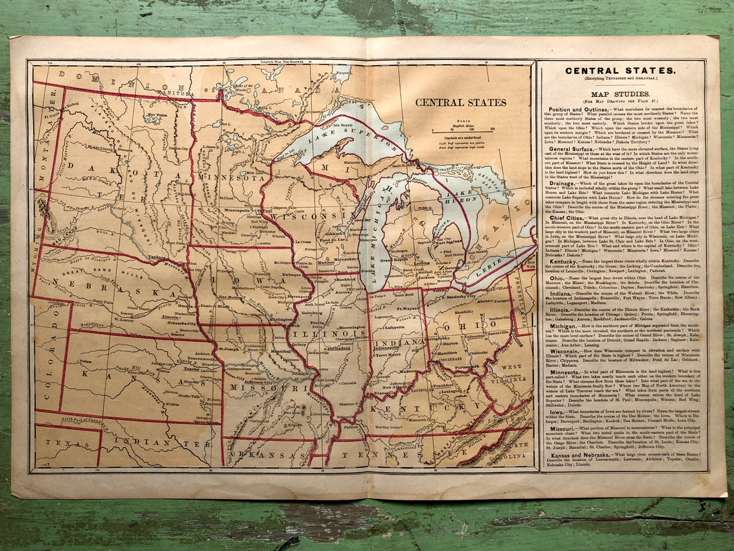 Map of Central United States from Guyot's New Intermediate Geography