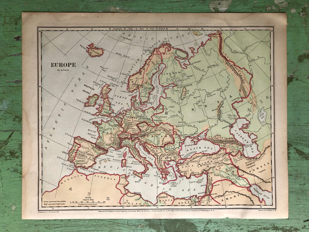 Map of Europe from Guyot's New Intermediate Geography