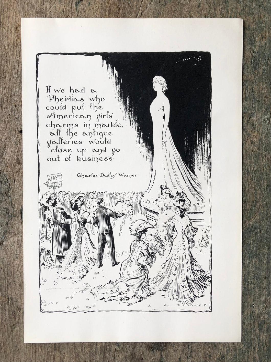 Charles Dudley Warner Quote Print illustrated by Arthur G. Learned from “Eve’s Daughter”