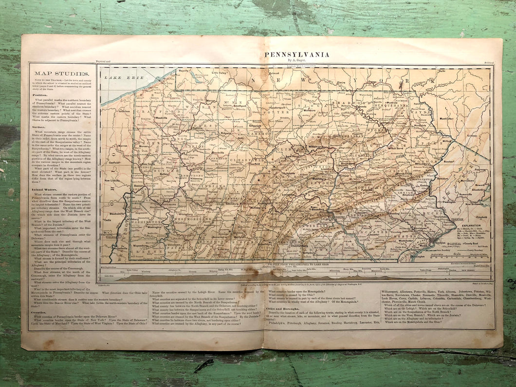 Map of Pennsylvania from Guyot's New Intermediate Geography