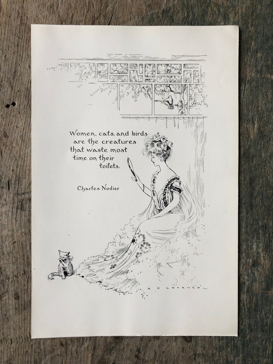 Charles Nodier Quote Print illustrated by Arthur G. Learned from “Eve’s Daughter”