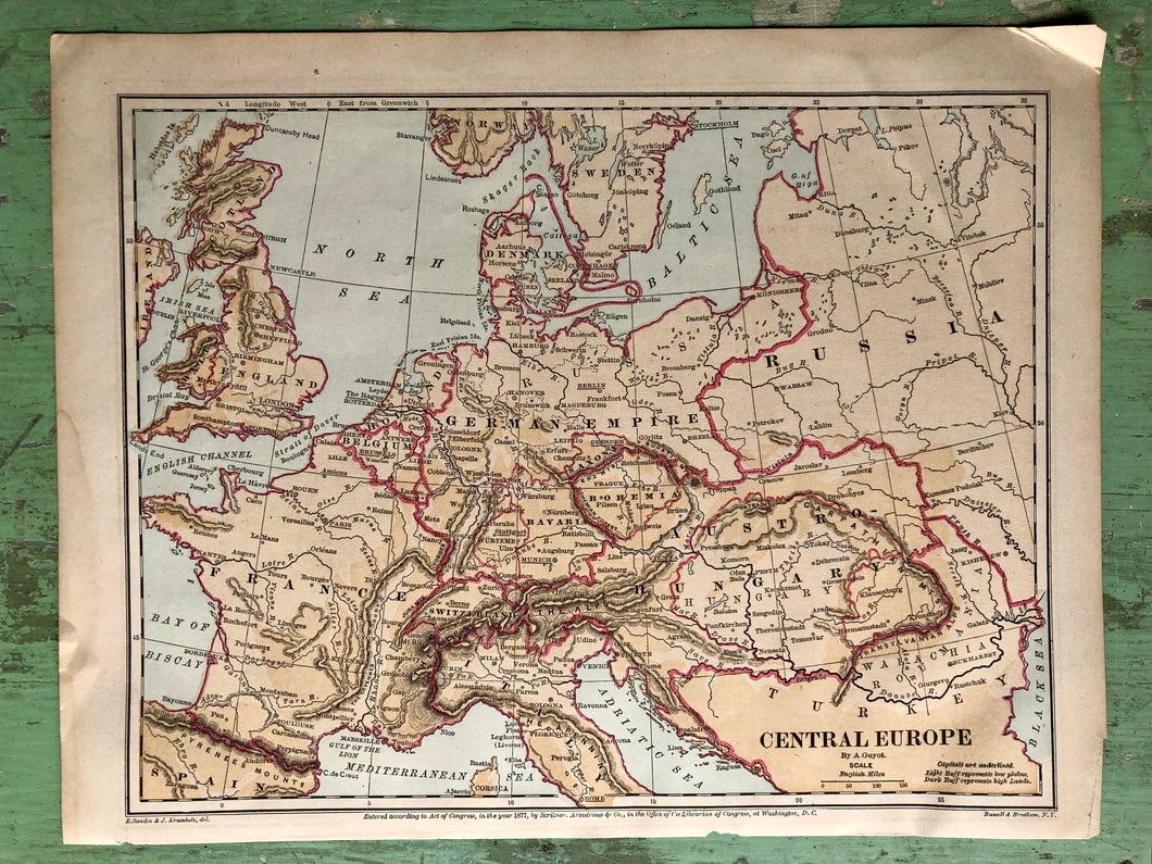 Map of Central Europe from Guyot's New Intermediate Geography