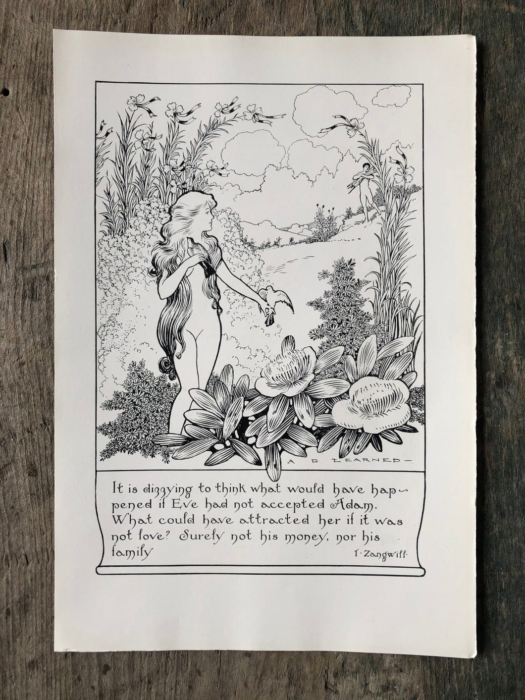 T. Zangwill Quote Print illustrated by Arthur G. Learned from “Eve’s Daughter”