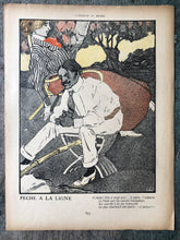 Load image into Gallery viewer, &quot;Peche a la Ligne&quot; and &quot;Retour des Courses&quot; Double Sided Print from &quot;L&#39;Assiette au Beurre: Les Sportsmen par Xavier Gosé&quot; No. 44. 1st February 1902
