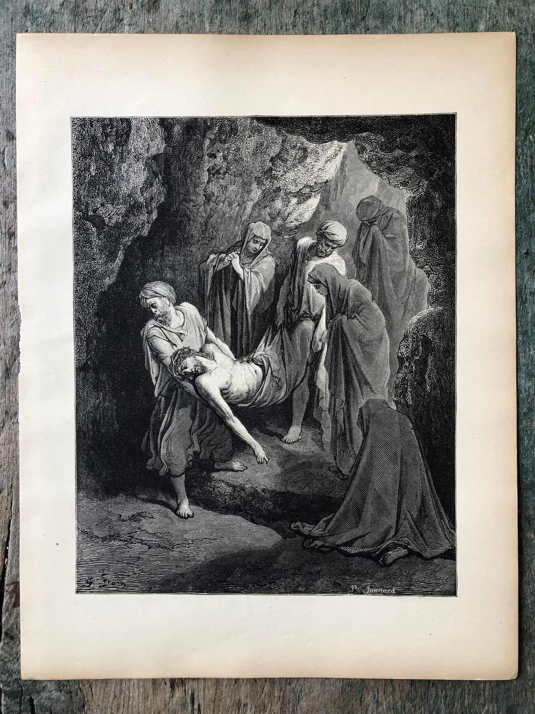 The Burial of Jesus. Print from The Dore Bible Gallery by Gustave Dore