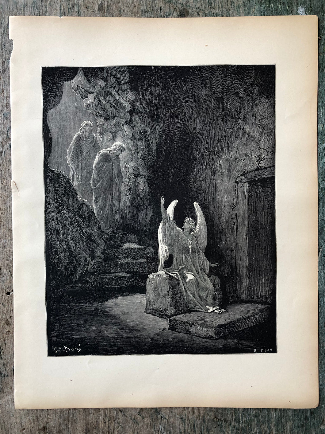 The Angel at the Sepulchre. Print from The Dore Bible Gallery by Gustave Dore