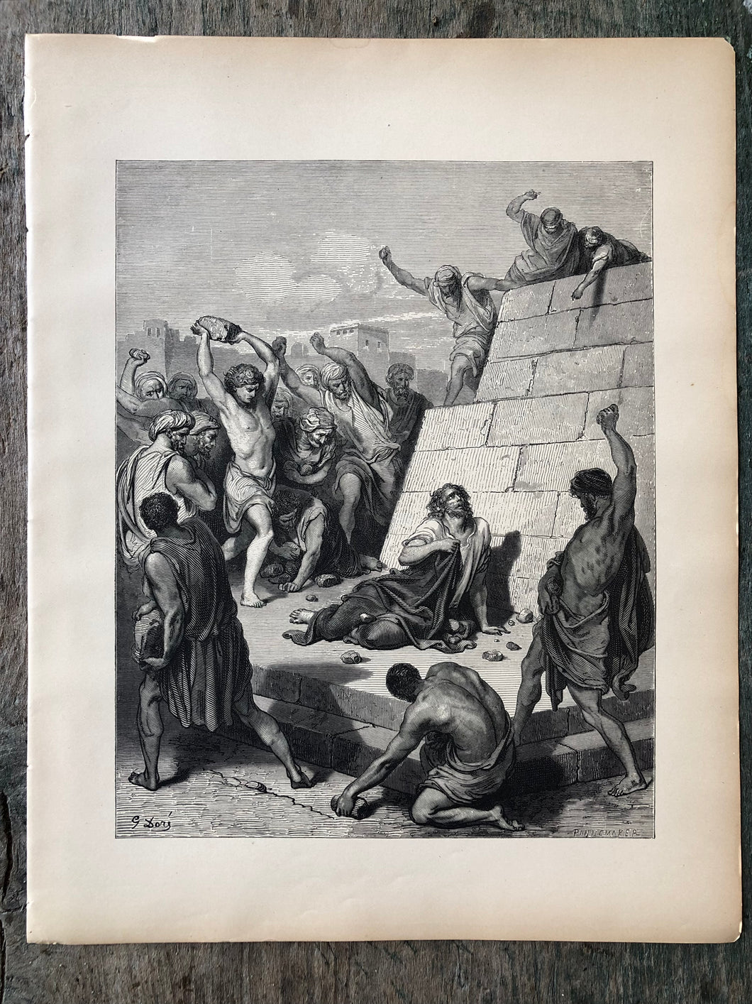 Martyrdom of St. Stephens. Print from The Dore Bible Gallery by Gustave Dore