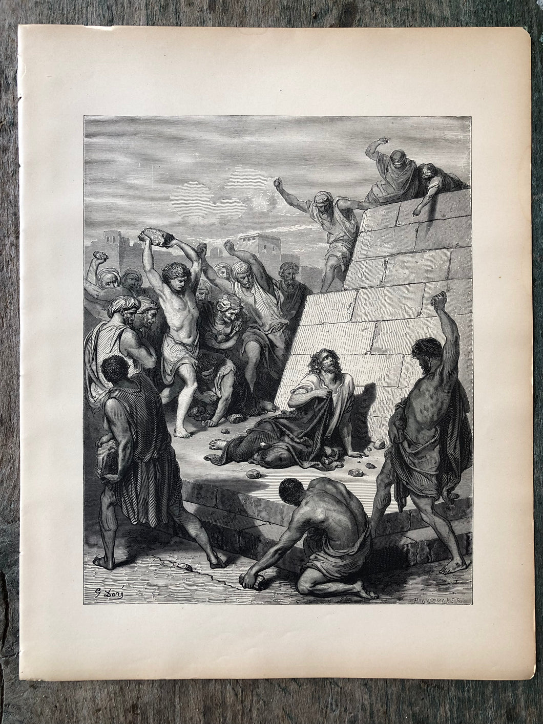 Martyrdom of St. Stephens. Print from The Dore Bible Gallery by Gustave Dore