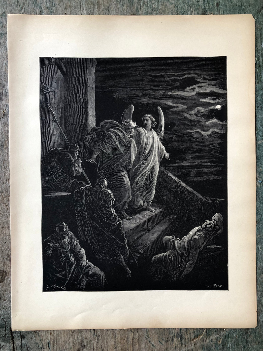 Deliverance of St. Peter. Print from The Dore Bible Gallery by Gustave Dore