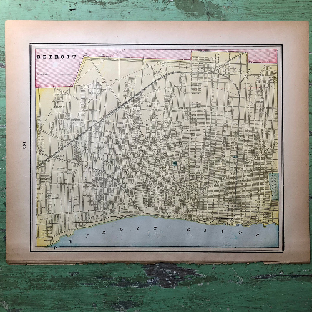 Double Sided Map of Detroit and Toledo from “Cram’s Universal Atlas Geographical, Astronomical and Historical