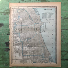 Load image into Gallery viewer, Double Sided Map of Chicago and Milwaukee from “Cram’s Universal Atlas Geographical, Astronomical and Historical&quot;

