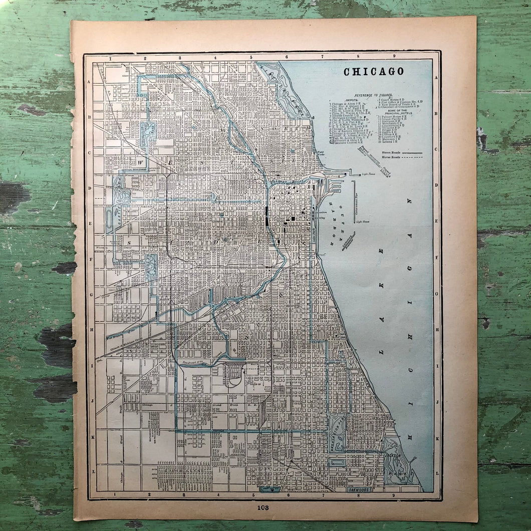 Double Sided Map of Chicago and Milwaukee from “Cram’s Universal Atlas Geographical, Astronomical and Historical