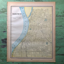 Load image into Gallery viewer, Double Sided Map of Nashville and Memphis from “Cram’s Universal Atlas Geographical, Astronomical and Historical&quot;
