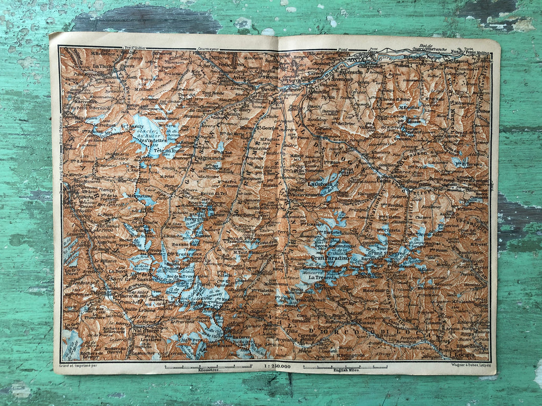 Map of the Graian Alps from “Italy: Handbook for Travellers. First Part: Northern Italy” by Karl Baedeker