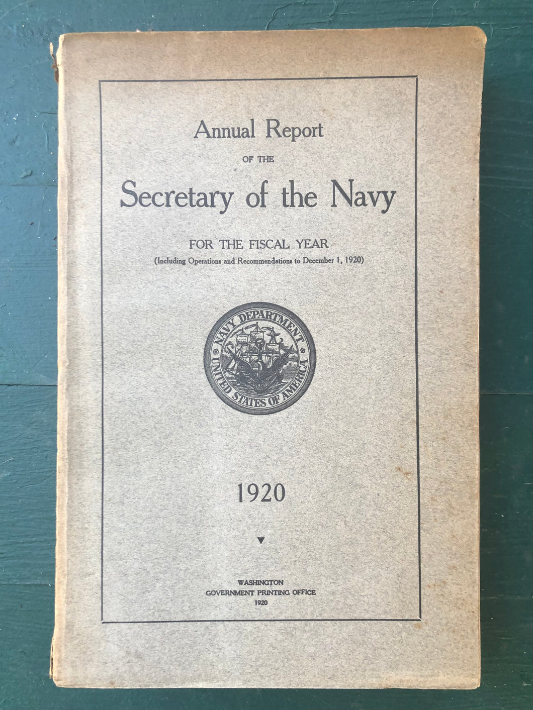 Annual Report of the Secretary of the Navy for the Fiscal Year 1920