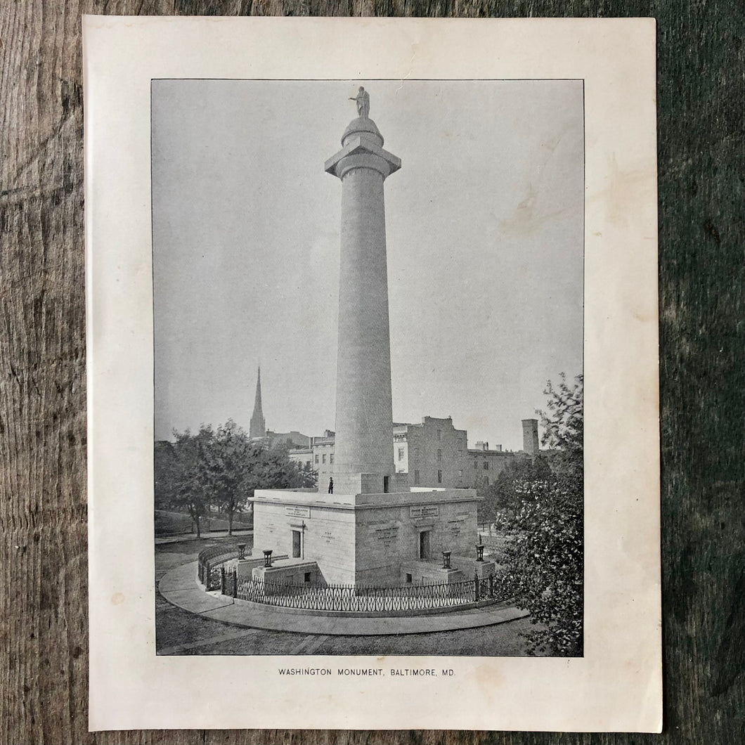 “Washington Monument, Baltimore, MD.” Print from “Maryland, Its Resources, Industries and Institutions.”