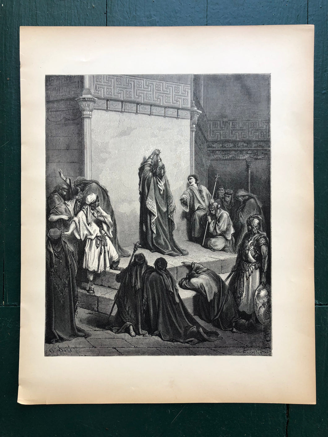 David Mourning Over Absolom. Print from The Dore Bible Gallery by Gustave Dore