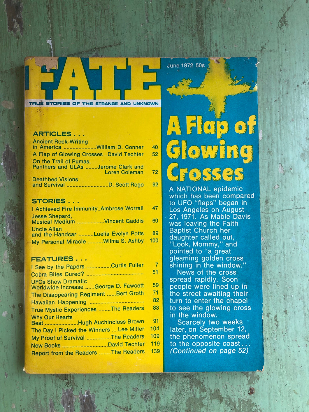 Fate: True Stories of the Strange and Unknown. June, 1972. Vol. 25 - No. 6, Issue No. 267