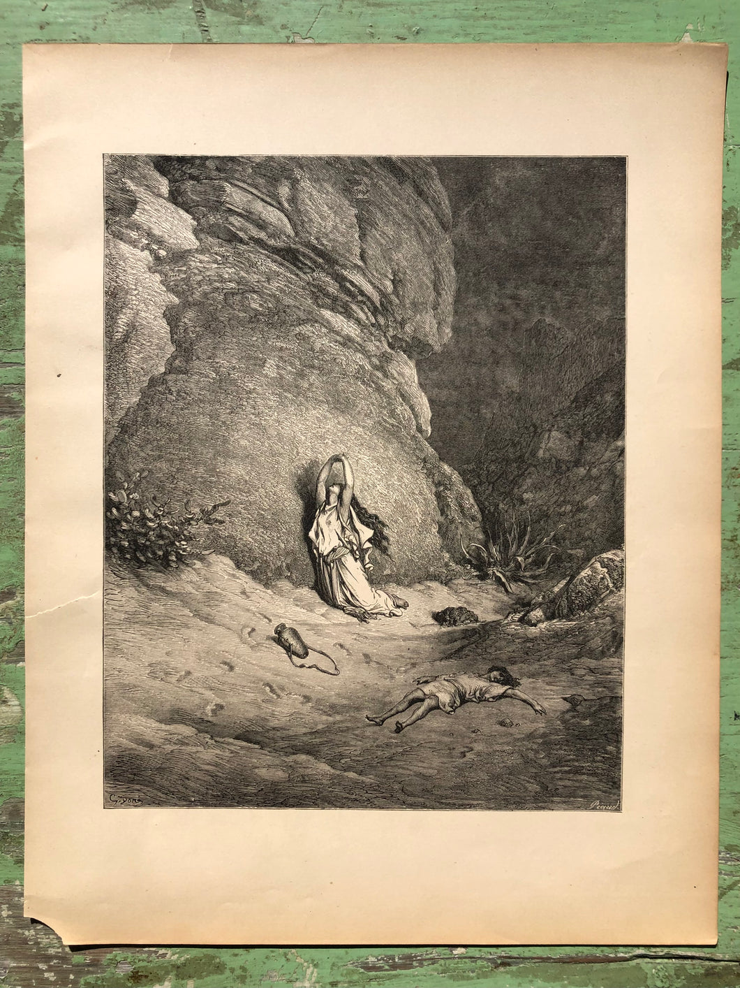Hagar in the Wilderness. From The Dore Bible Gallery by Gustave Dore