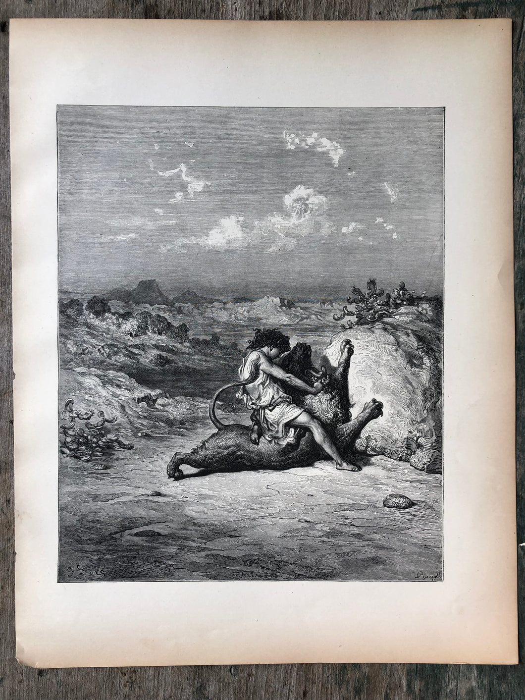 Samson Slaying the Lion. From The Dore Bible Gallery by Gustave Dore