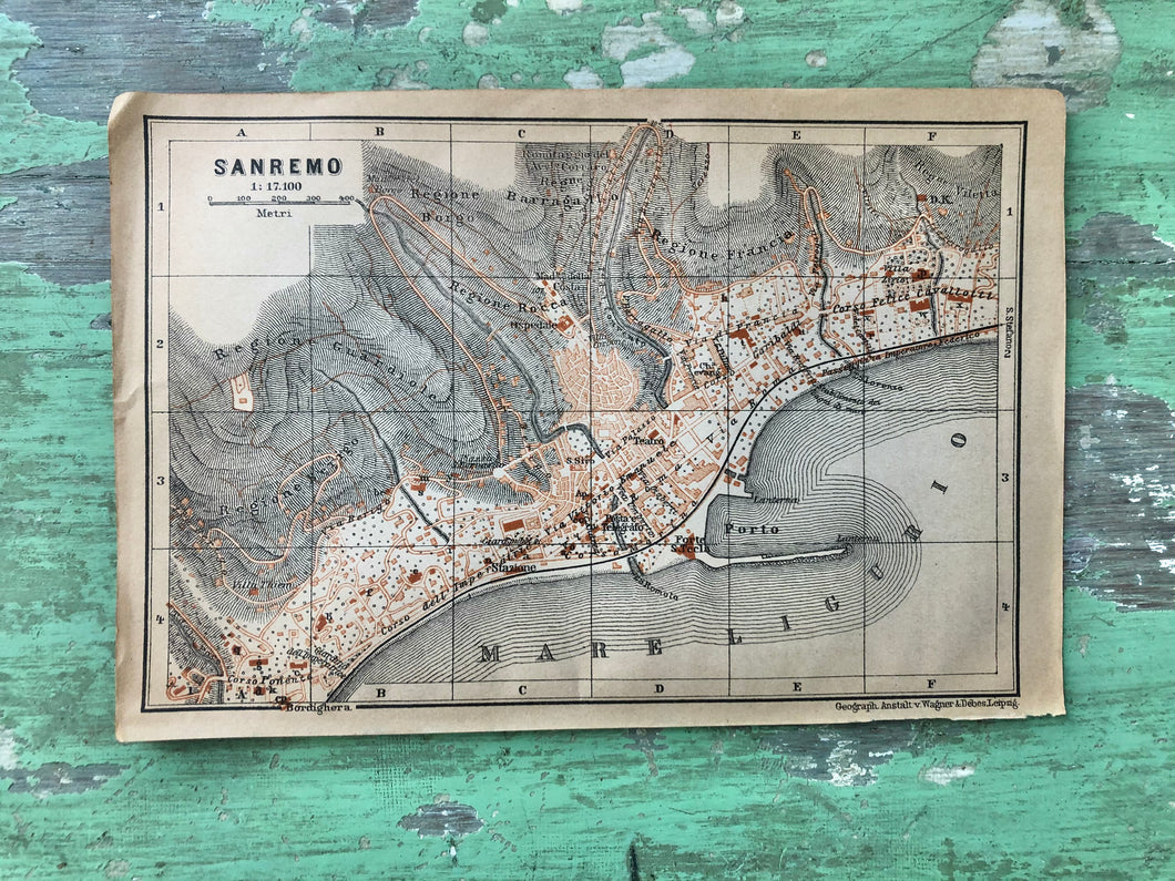 Map of San Remo from “Italy: Handbook for Travellers. First Part: Northern Italy” by Karl Baedeker