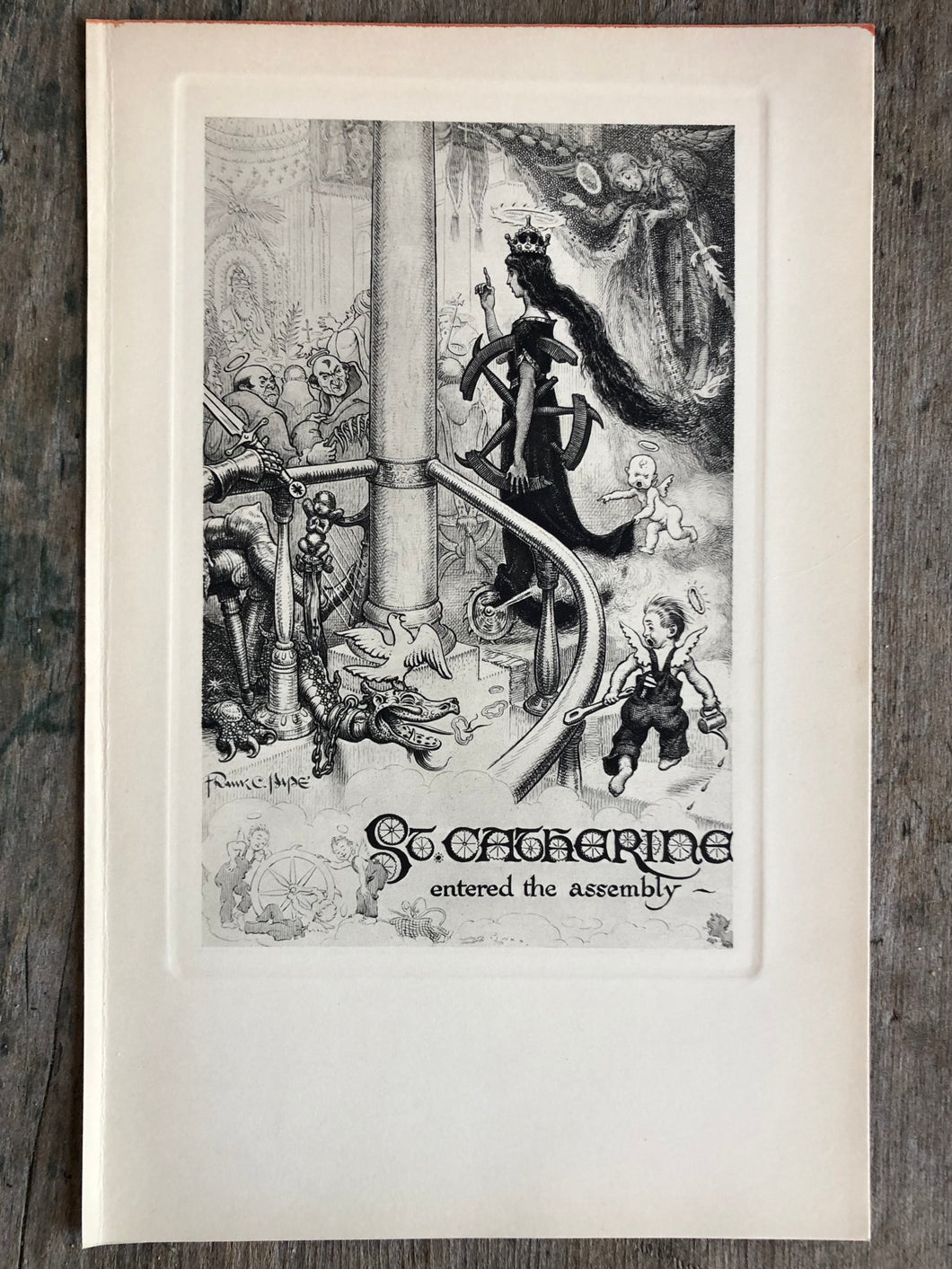 Print by Frank C. Pape from Penguin Island by Anatole France