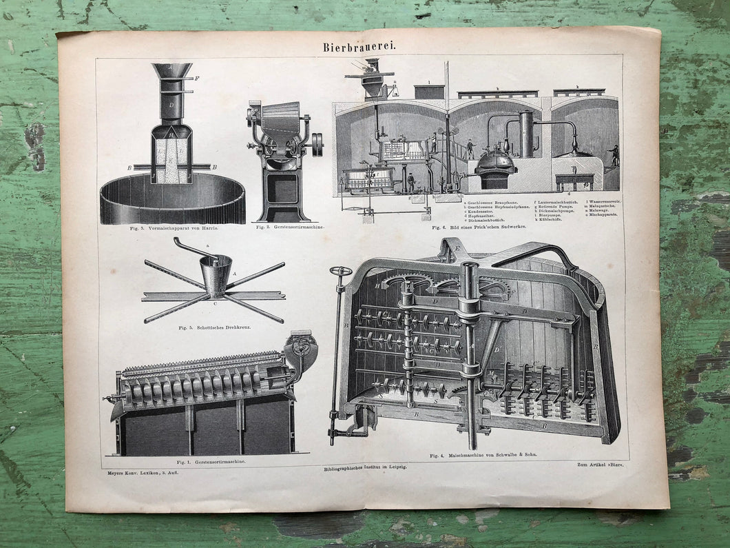German Illustration of Brewery Equipment
