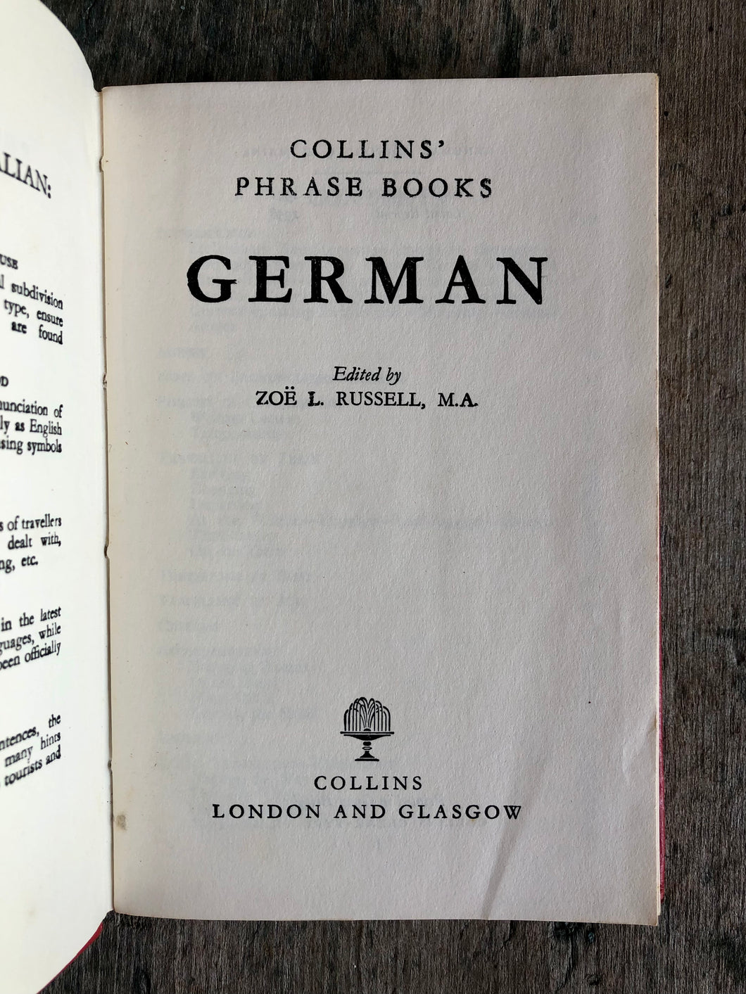 Travel Talk. Collins’ Phrase Books: German edited by Zoë L. Russell