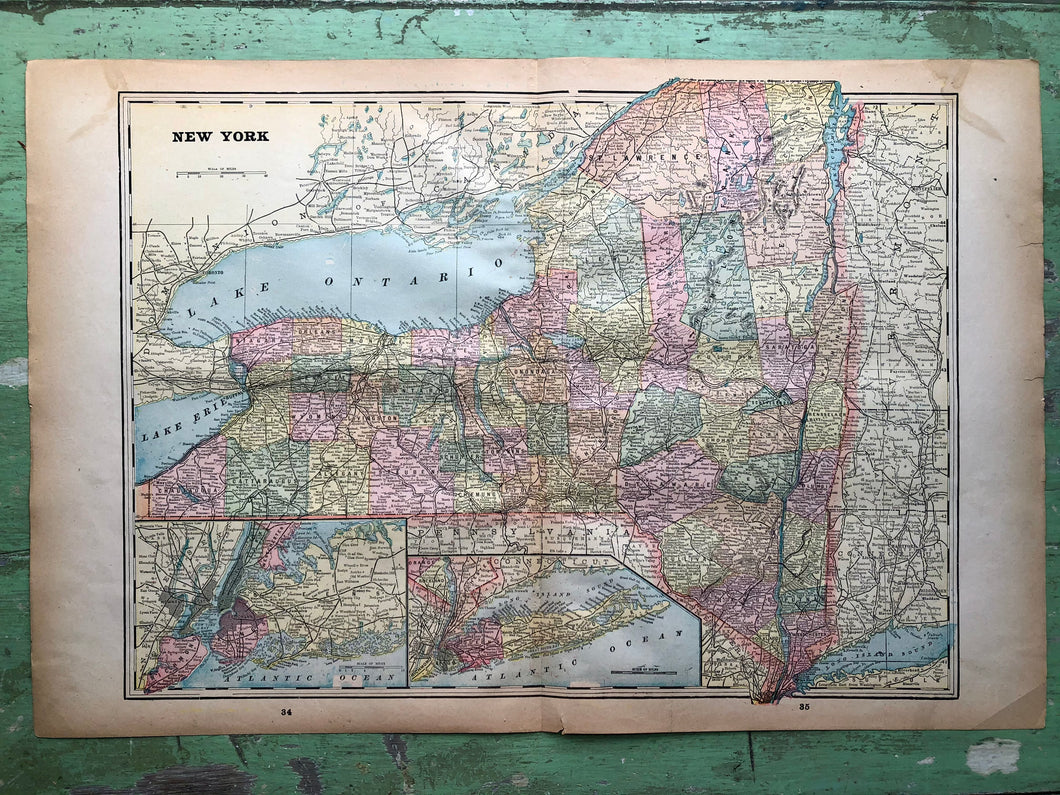 Map of New York State from “Cram’s Universal Atlas Geographical, Astronomical and Historical