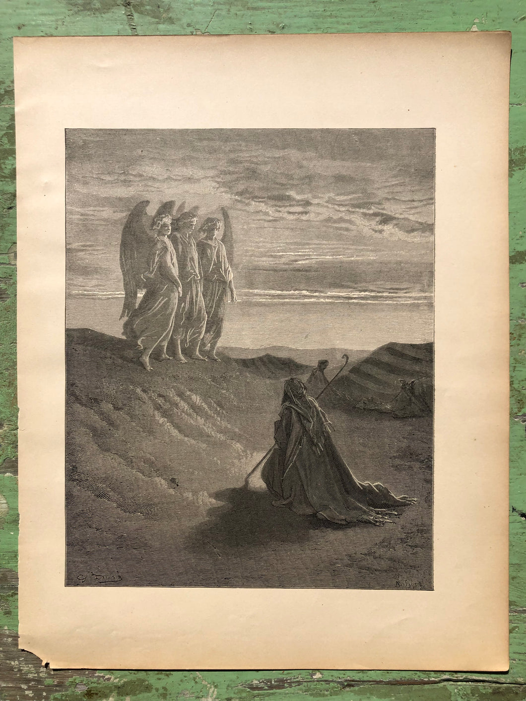 Abraham Entertains Three Strangers. From The Dore Bible Gallery by Gustave Dore