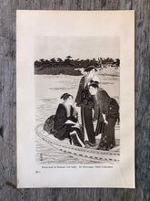 Load image into Gallery viewer, Double-sided Print: Ferry-boat at Rokugo (left half). By Kiyonaga. An Eagle. By Koryusai
