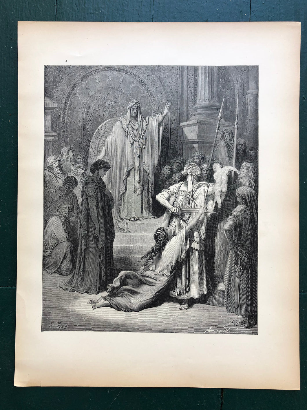 The Judgement of Solomon. Print from The Dore Bible Gallery by Gustave Dore