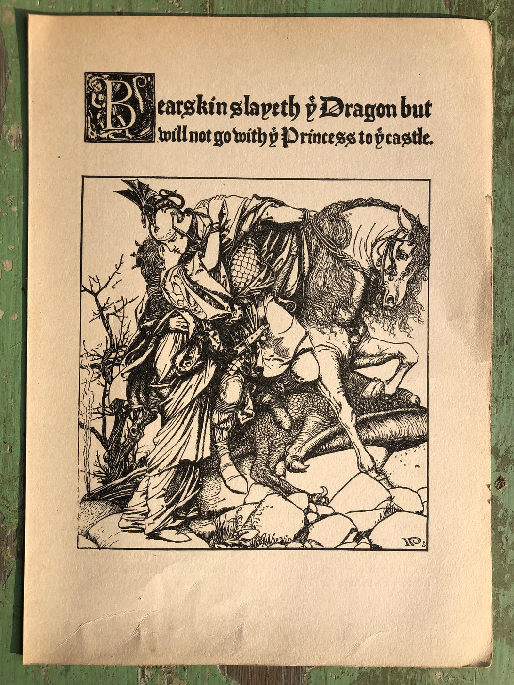 Double-sided Print from The Wonder Clock by Howard Pyle