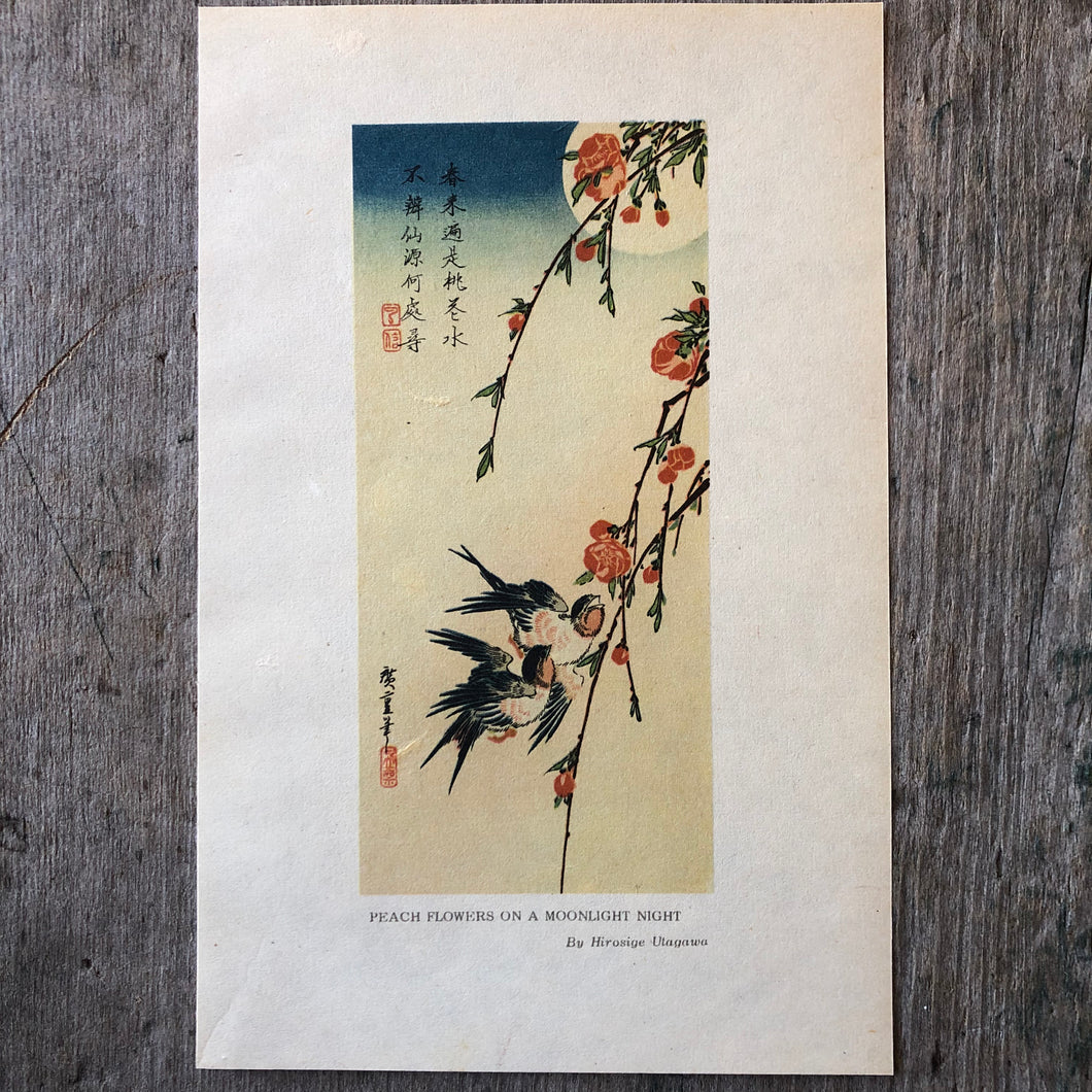 Color Print: Peach Flowers on a Moonlight Night by Hirosige Utagawa
